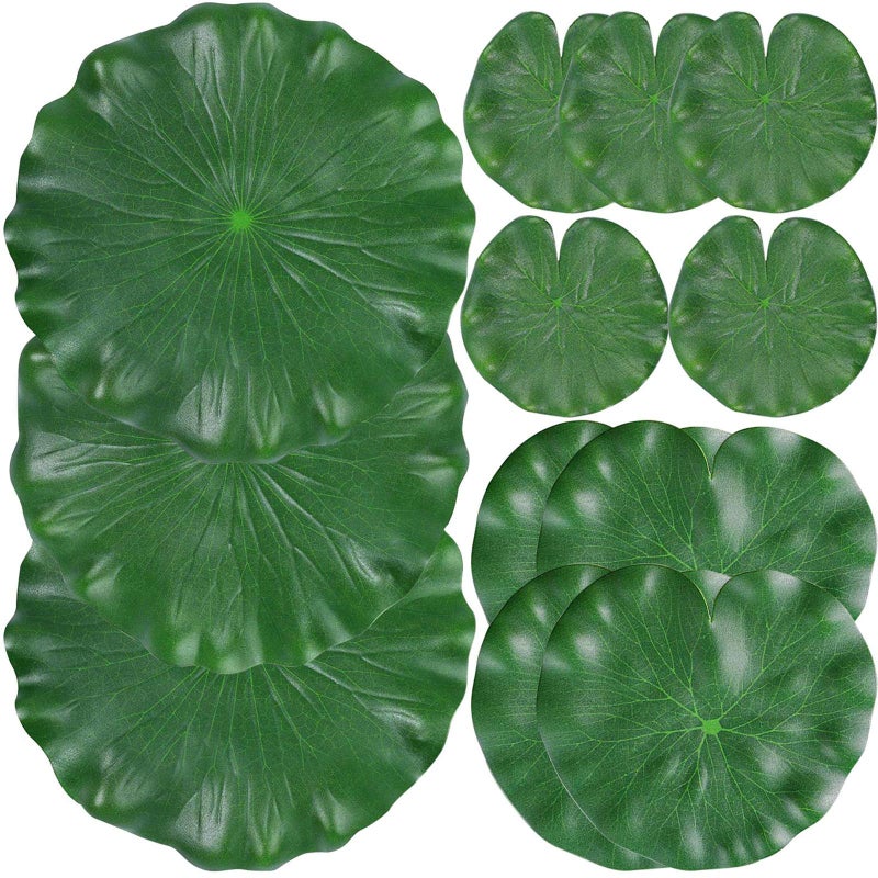 ZAUGONTW 12 Pieces Realistic Lily Pads Leaves  Artificial Floating Foam Lotus Leaves  Water Lily Pads Artificial Foliage Pond Decor for Pond Pool Aquarium Decoration - Image 1